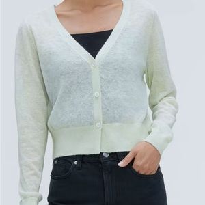 Everlane The Featherweight Alpaca Cardigan Seafoam Green Size S NWT